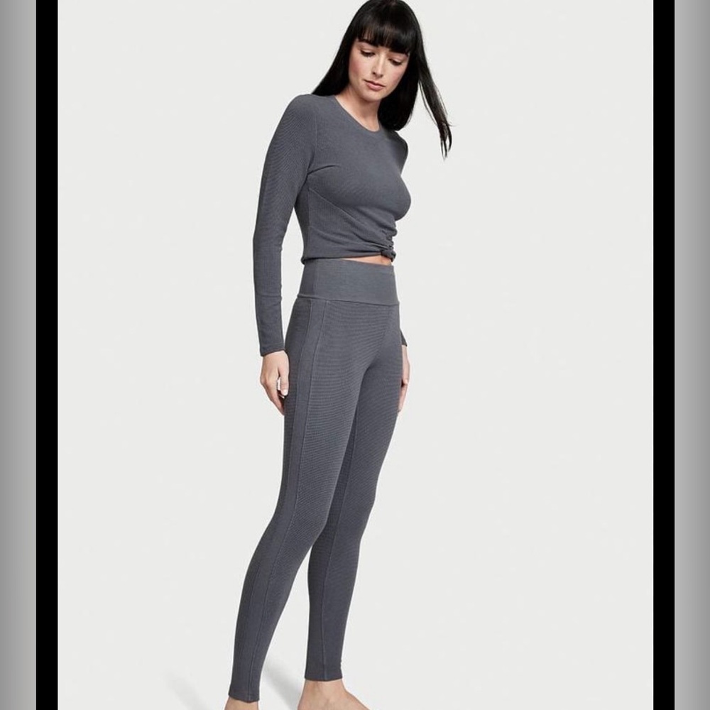 Victoria's Secret Leggings Double Waffle Knit Grey